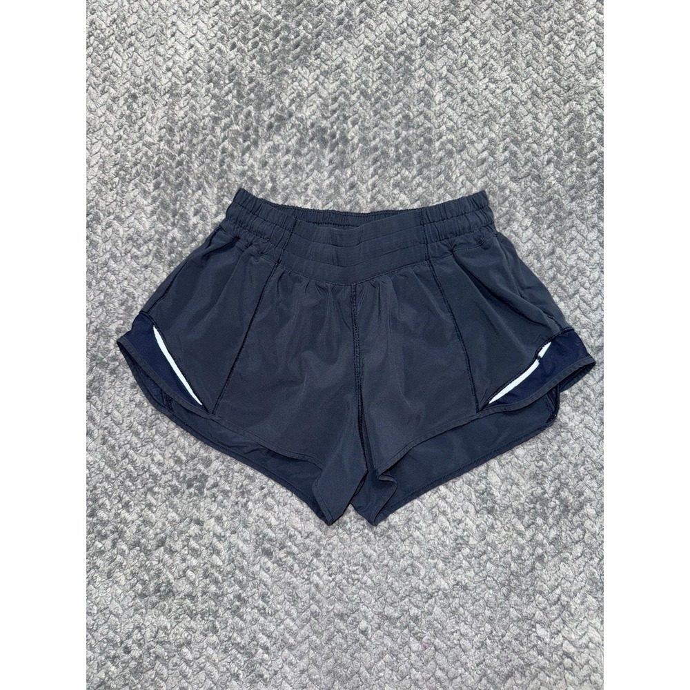LULULEMON Women's Speed Up Shorts Navy Blue stretch Black Size 4